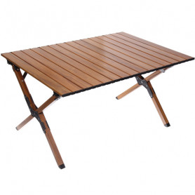 Стол кемпинговый складной 86*58*44 см, цвет: светлое дерево, каркас алюминий
